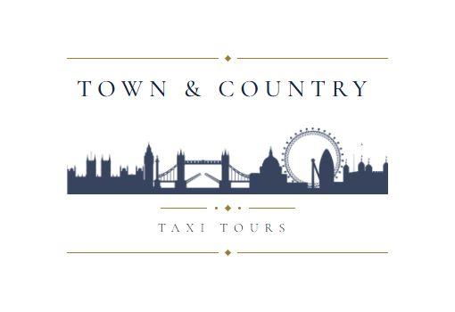 Town & Country Taxi Tours logo in navy on a light background — the same skyline mark in its reversed colourway