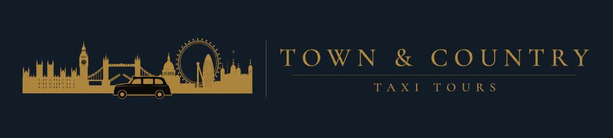 Town & Country Taxi Tours logo — gold London skyline and black cab beside the wordmark, horizontal lockup